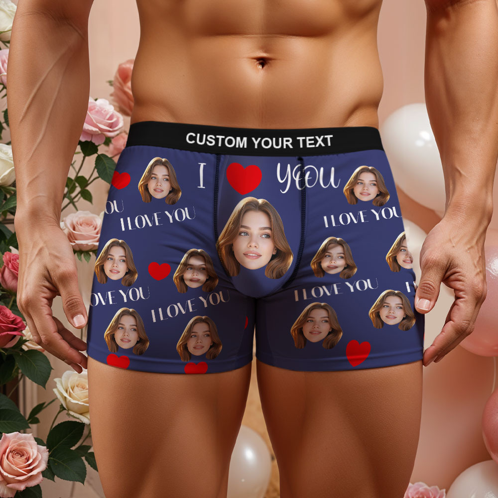 Personalisierte Boxershorts Für Herren Mit Foto „i Love You" Für Ehemann Und Freund - MyFaceBoxerDE