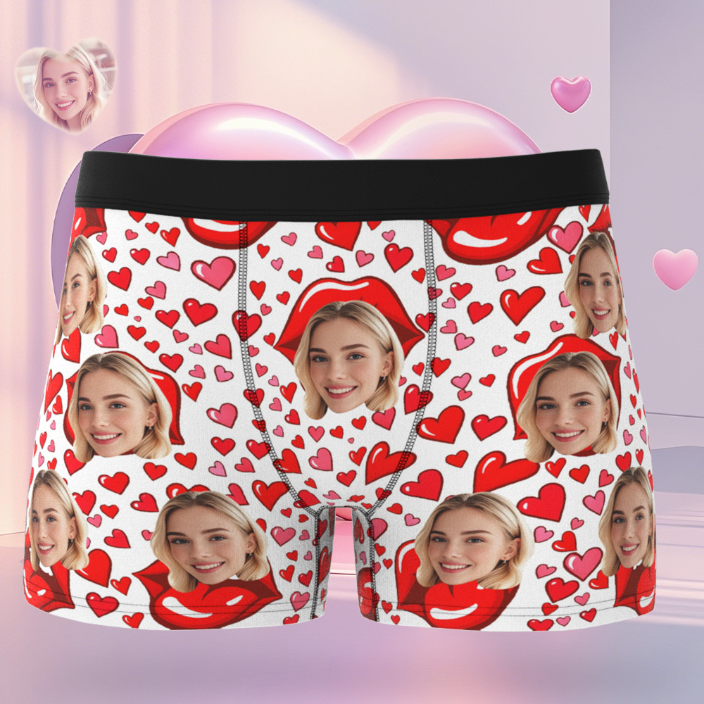 Benutzerdefinierte Gesicht Unterwäsche Herren Boxershorts Rote Lippen Neuheit Geschenke Für Ihn - MyFaceBoxerDE