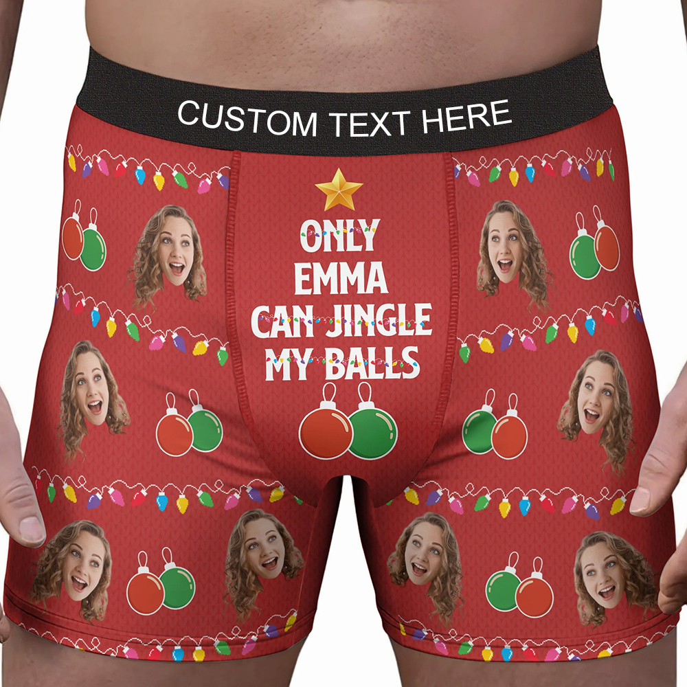 „jingle My Balls" – Lustiges Geschenk Für Den Ehemann – Personalisierte Boxershorts Mit Foto Für Herren - MyFaceBoxerDE