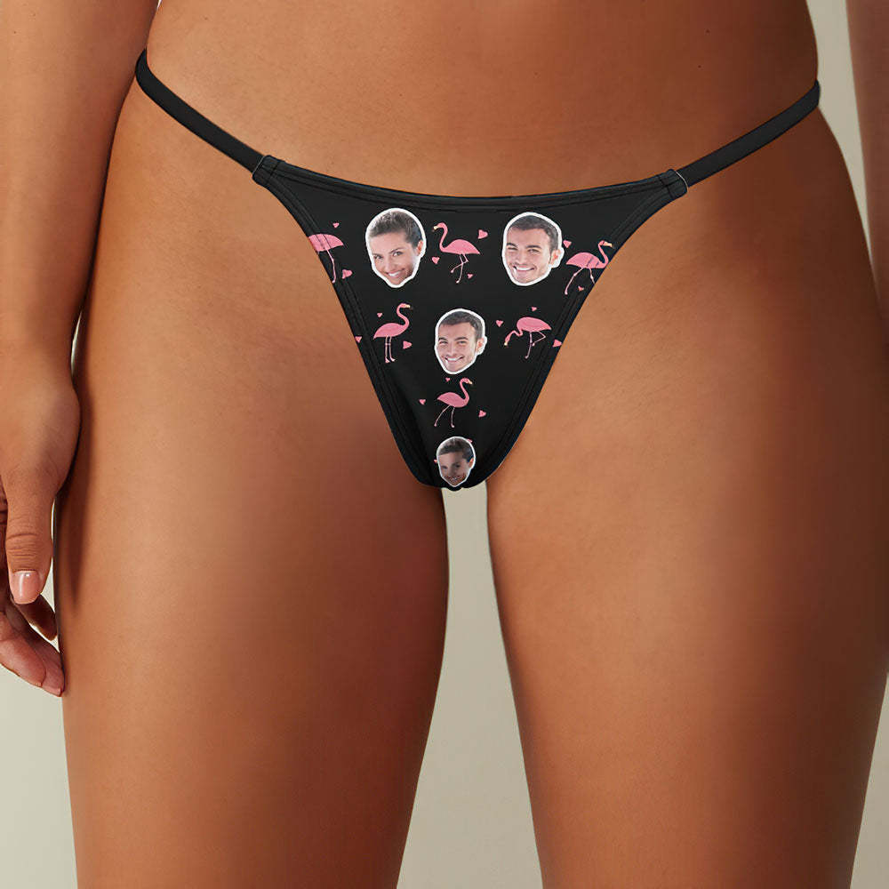 Benutzerdefinierte Flamingo und Gesicht auf Frauen Tanga Tanga - MyFaceBoxerDE