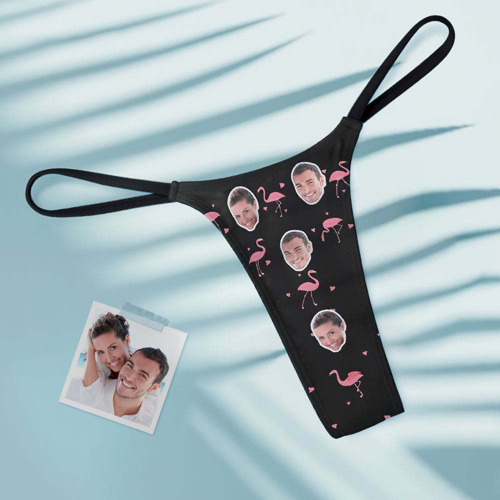 Benutzerdefinierte Flamingo und Gesicht auf Frauen Tanga Tanga - MyFaceBoxerDE