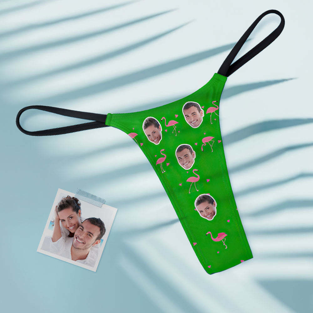 Benutzerdefinierte Flamingo und Gesicht auf Frauen Tanga Tanga - MyFaceBoxerDE