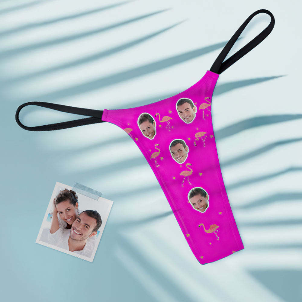 Benutzerdefinierte Flamingo und Gesicht auf Frauen Tanga Tanga - MyFaceBoxerDE