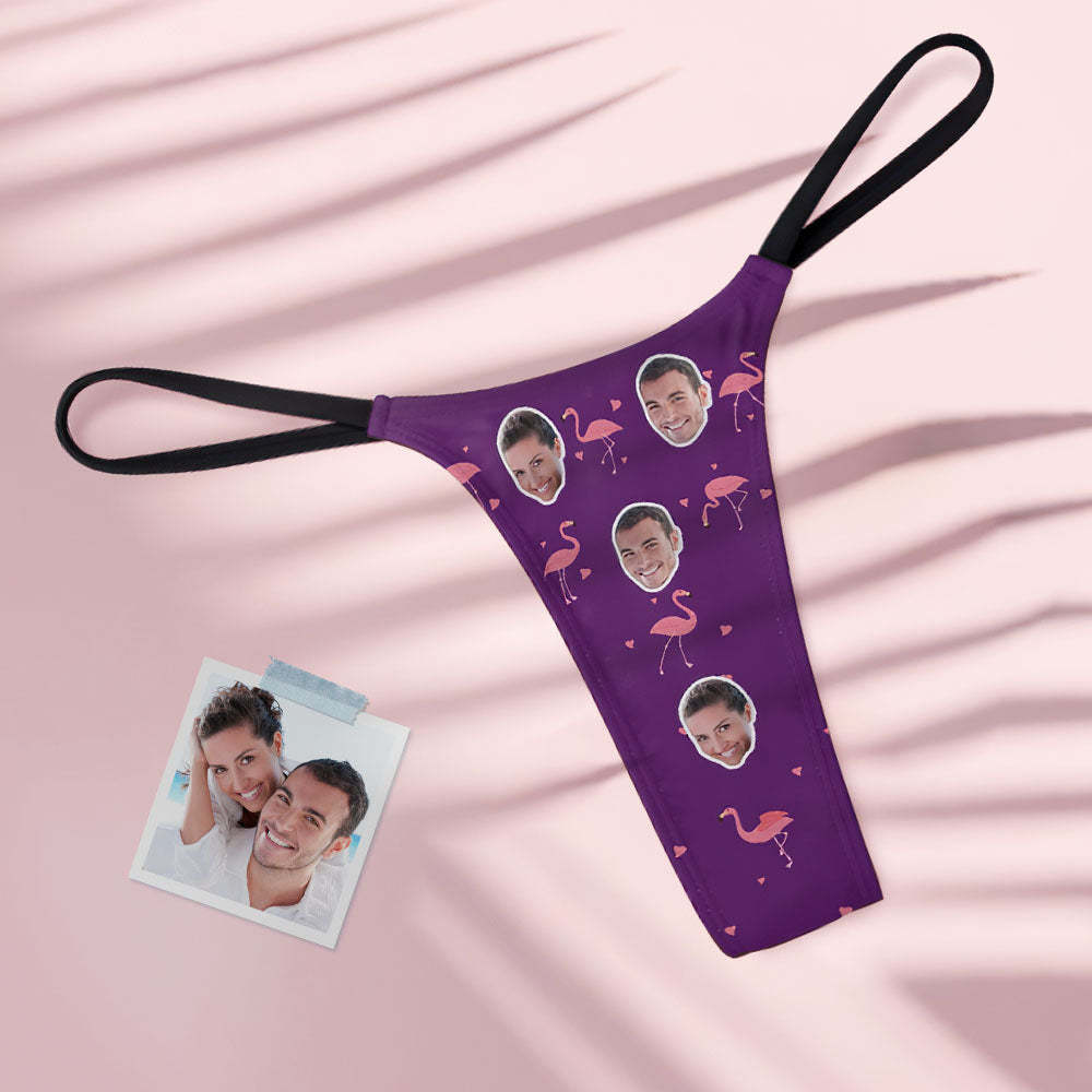 Benutzerdefinierte Flamingo und Gesicht auf Frauen Tanga Tanga - MyFaceBoxerDE