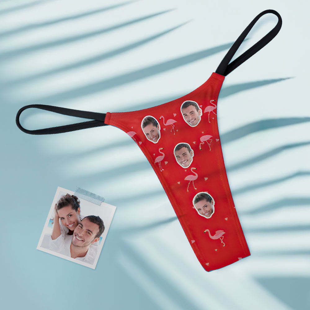 Benutzerdefinierte Flamingo und Gesicht auf Frauen Tanga Tanga - MyFaceBoxerDE