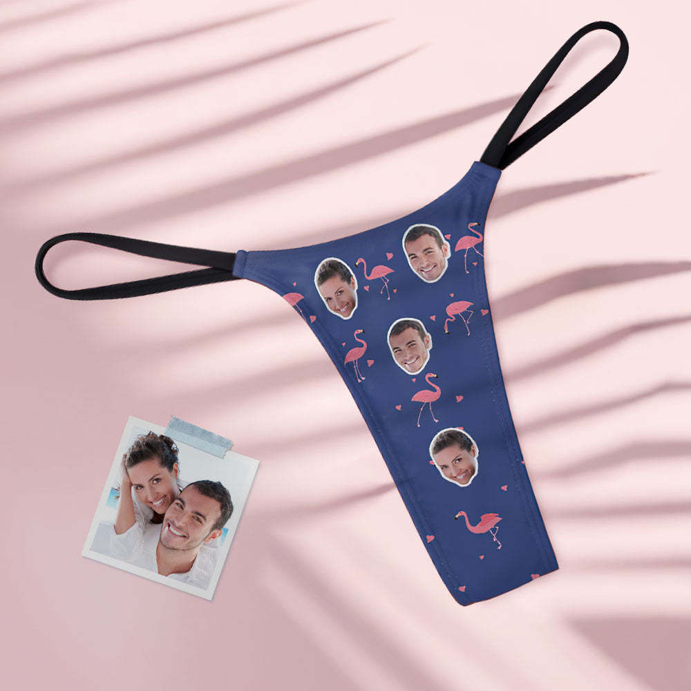Benutzerdefinierte Flamingo und Gesicht auf Frauen Tanga Tanga - MyFaceBoxerDE