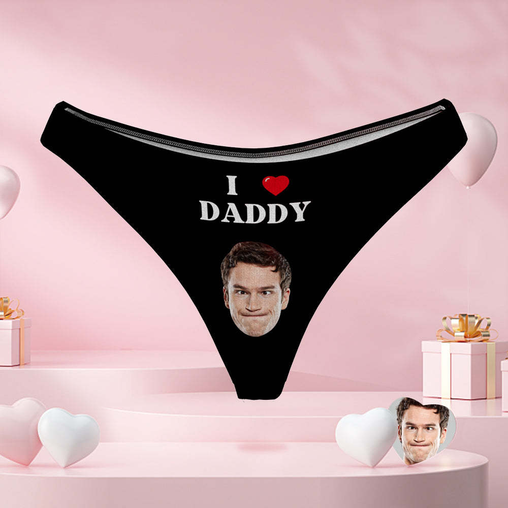 I Love Daddy Women's Custom Face Tanga Sexy Naughty Panty Geschenk Für Sie - MyFaceBoxerDE