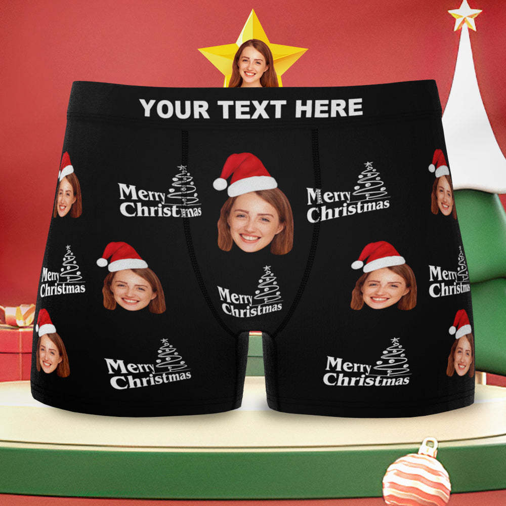 Benutzerdefiniertes Gesicht Mit Weihnachtsmütze Weihnachtsmänner Boxer Briefs Weihnachtsgeschenk - MyFaceBoxerDE