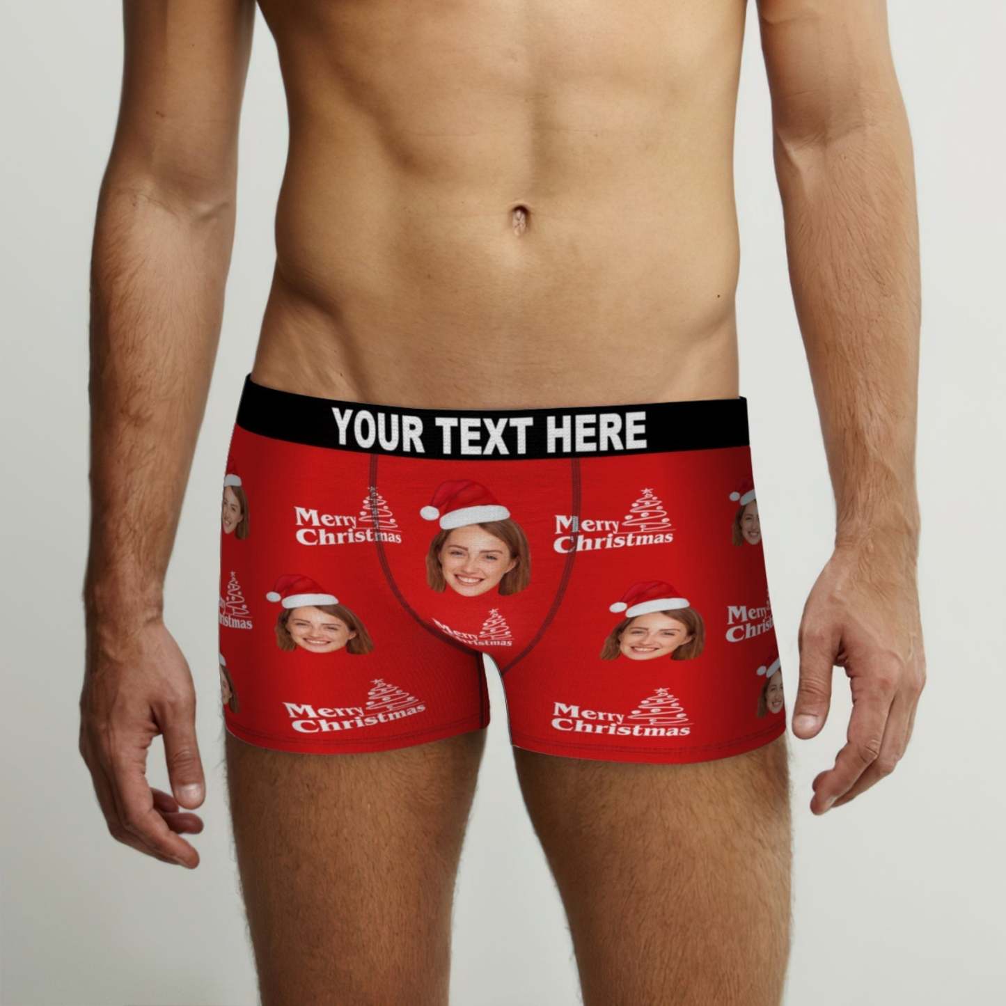 Benutzerdefiniertes Gesicht Mit Weihnachtsmütze Weihnachtsmänner Boxer Briefs Weihnachtsgeschenk - MyFaceBoxerDE