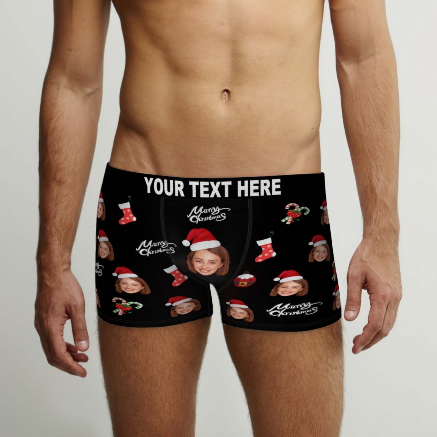 Custom Face Boxer Briefs Frohe Weihnachten Personalisiertes Gesicht Unterwäsche Weihnachtsgeschenk - MyFaceBoxerDE