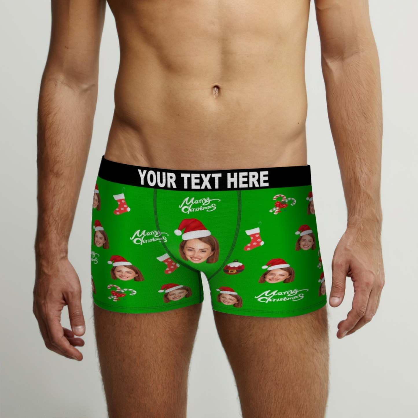 Custom Face Boxer Briefs Frohe Weihnachten Personalisiertes Gesicht Unterwäsche Weihnachtsgeschenk - MyFaceBoxerDE