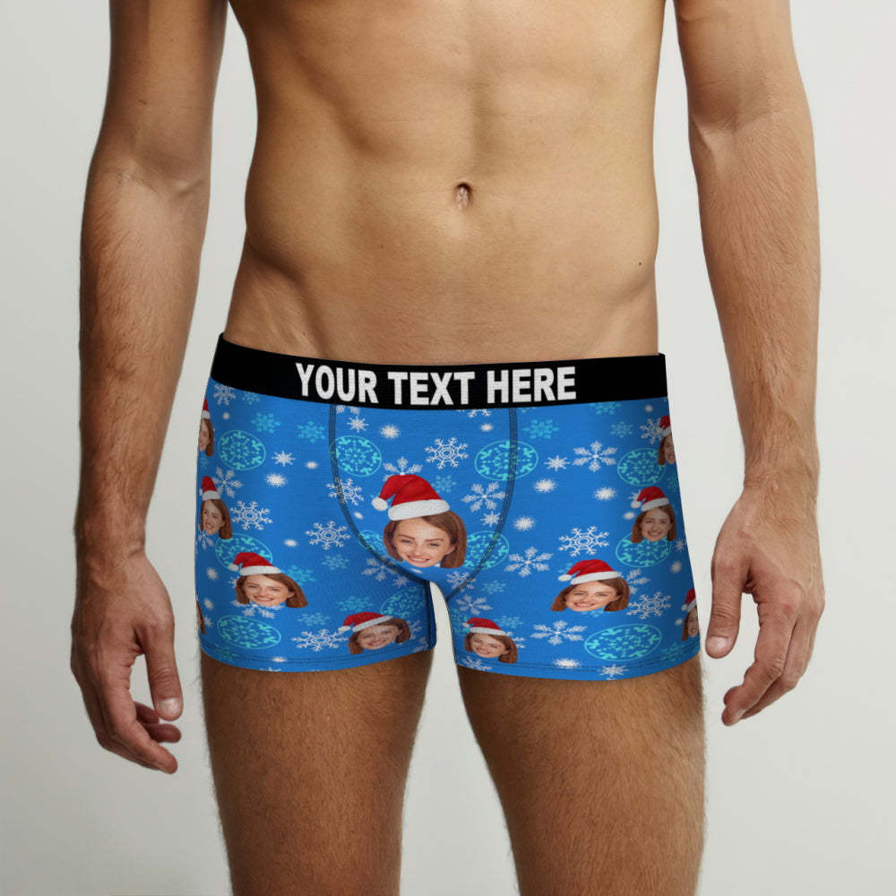 Benutzerdefinierte Gesicht Freche Schneeflocken Boxershorts Lustiges Personalisiertes Gesicht Unterwäsche Weihnachtsgeschenk - MyFaceBoxerDE