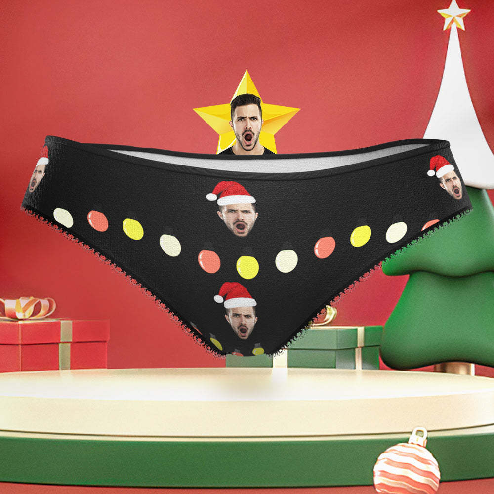 Benutzerdefiniertes Gesicht Mit Weihnachtsmütze Weihnachtsbeleuchtung Unterwäsche Lustige Weihnachtshöschen Für Sie - MyFaceBoxerDE