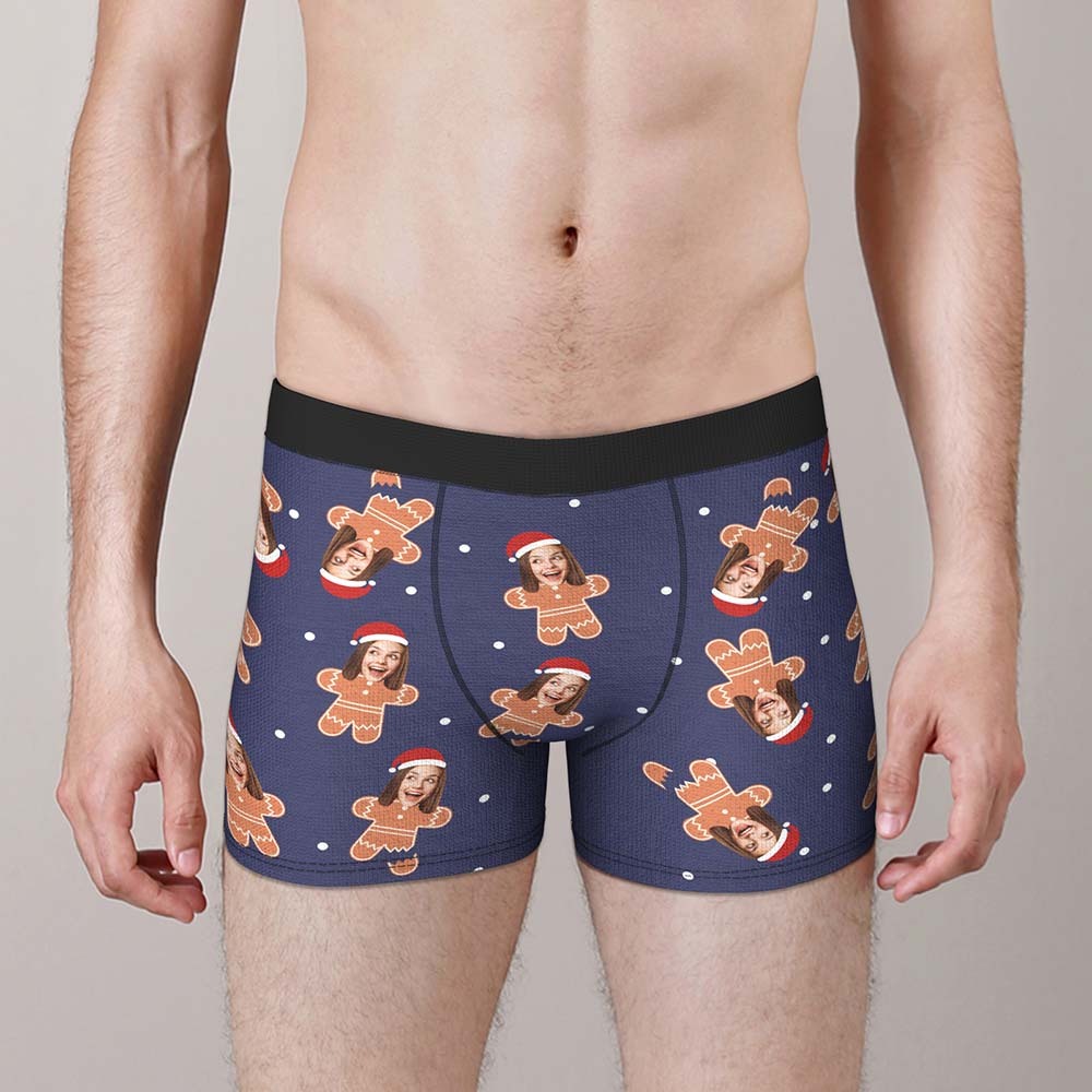Benutzerdefiniertes Gesicht Boxer Personalisierte Herren Shorts Mit Foto Weihnachtsgeschenken - Lebkuchen - MyFaceBoxerDE