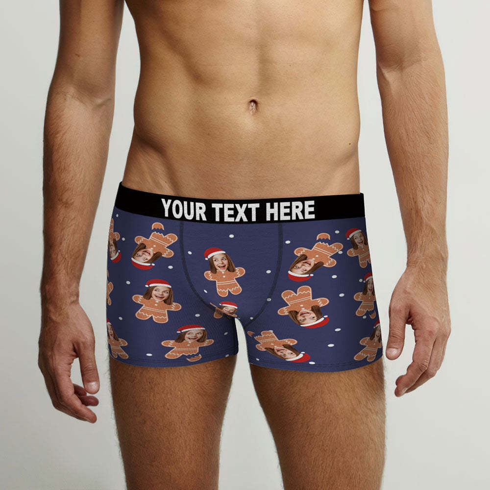 Benutzerdefiniertes Gesicht Boxer Personalisierte Herren Shorts Mit Foto Weihnachtsgeschenken - Lebkuchen - MyFaceBoxerDE