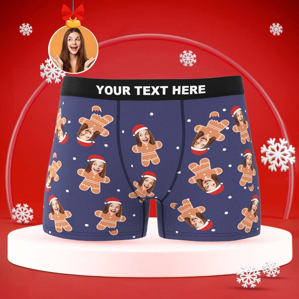 Benutzerdefiniertes Gesicht Boxer Personalisierte Herren Shorts Mit Foto Weihnachtsgeschenken - Lebkuchen - MyFaceBoxerDE