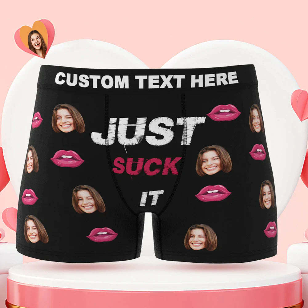 Custom Face Boxer Briefs Just Suck It Personalisiertes Freches Valentinstagsgeschenk Für Ihn - MyFaceBoxerDE