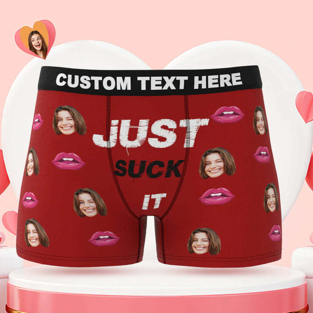Custom Face Boxer Briefs Just Suck It Personalisiertes Freches Valentinstagsgeschenk Für Ihn - MyFaceBoxerDE