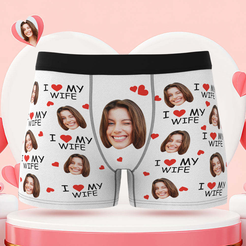 Custom Face Boxer Briefs Ich Liebe Meine Frau Personalisiertes Freches Geschenk Für Ihn - MyFaceBoxerDE