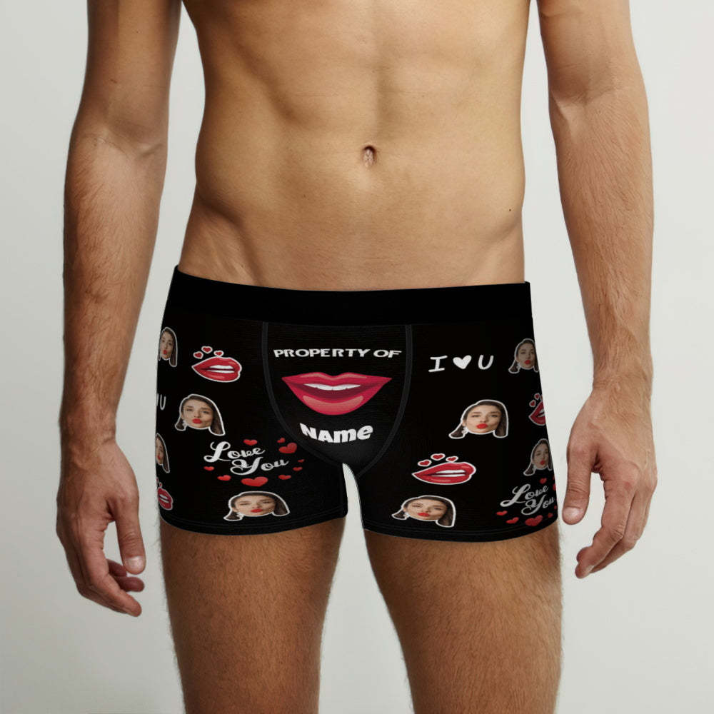 Maßgeschneiderte Boxershorts Love You, Eigentum Des Namens, Personalisierte Unterwäsche Für Männer, Lustiges Geschenk - MyFaceBoxerDE