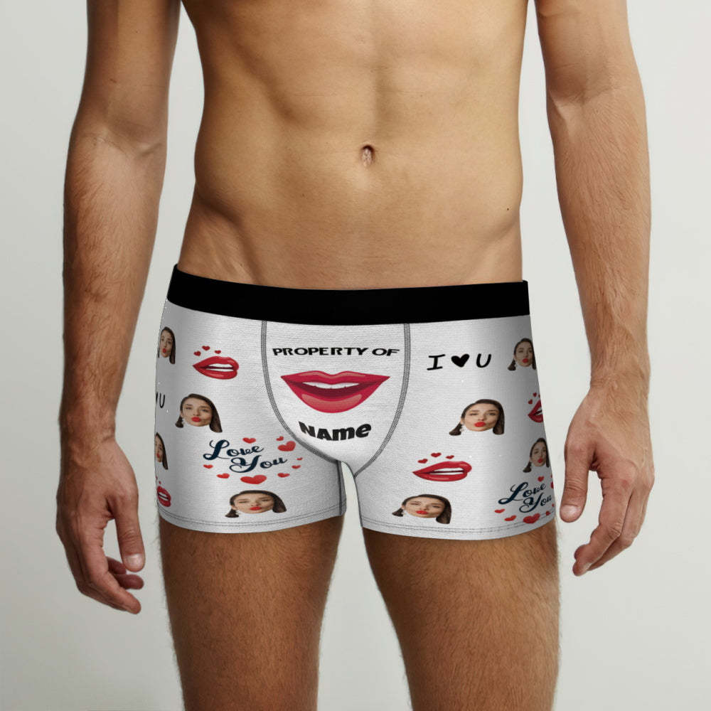 Maßgeschneiderte Boxershorts Love You, Eigentum Des Namens, Personalisierte Unterwäsche Für Männer, Lustiges Geschenk - MyFaceBoxerDE