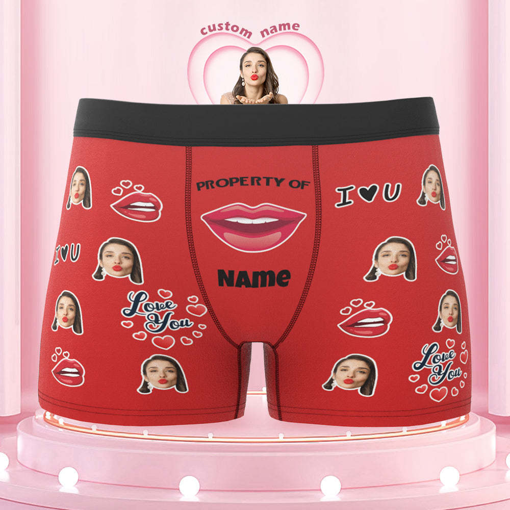 Maßgeschneiderte Boxershorts Love You, Eigentum Des Namens, Personalisierte Unterwäsche Für Männer, Lustiges Geschenk - MyFaceBoxerDE