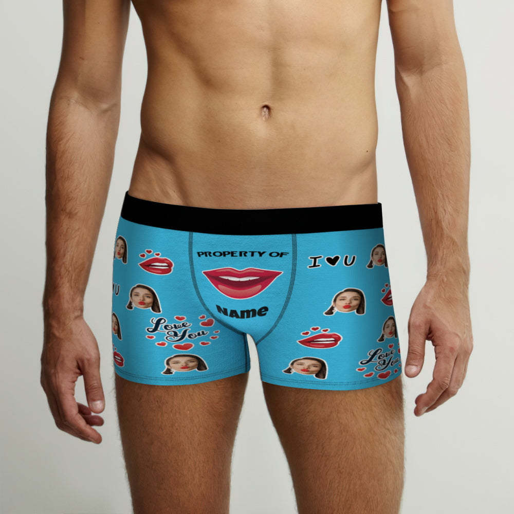 Maßgeschneiderte Boxershorts Love You, Eigentum Des Namens, Personalisierte Unterwäsche Für Männer, Lustiges Geschenk - MyFaceBoxerDE