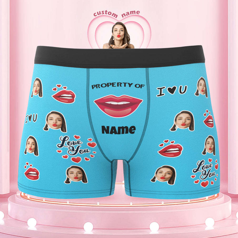 Maßgeschneiderte Boxershorts Love You, Eigentum Des Namens, Personalisierte Unterwäsche Für Männer, Lustiges Geschenk - MyFaceBoxerDE