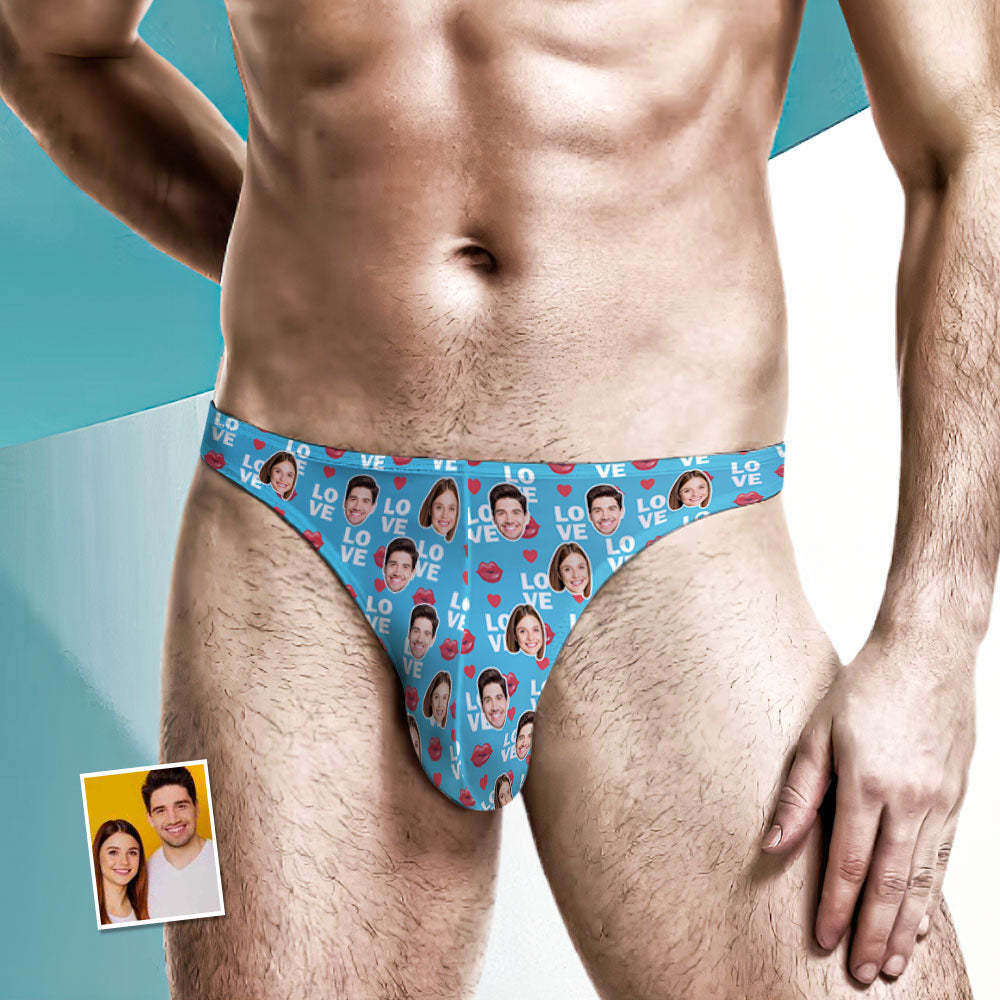 Custom Face Love Herren Tanga Lippendruck Herrenslips - MyFaceBoxerDE