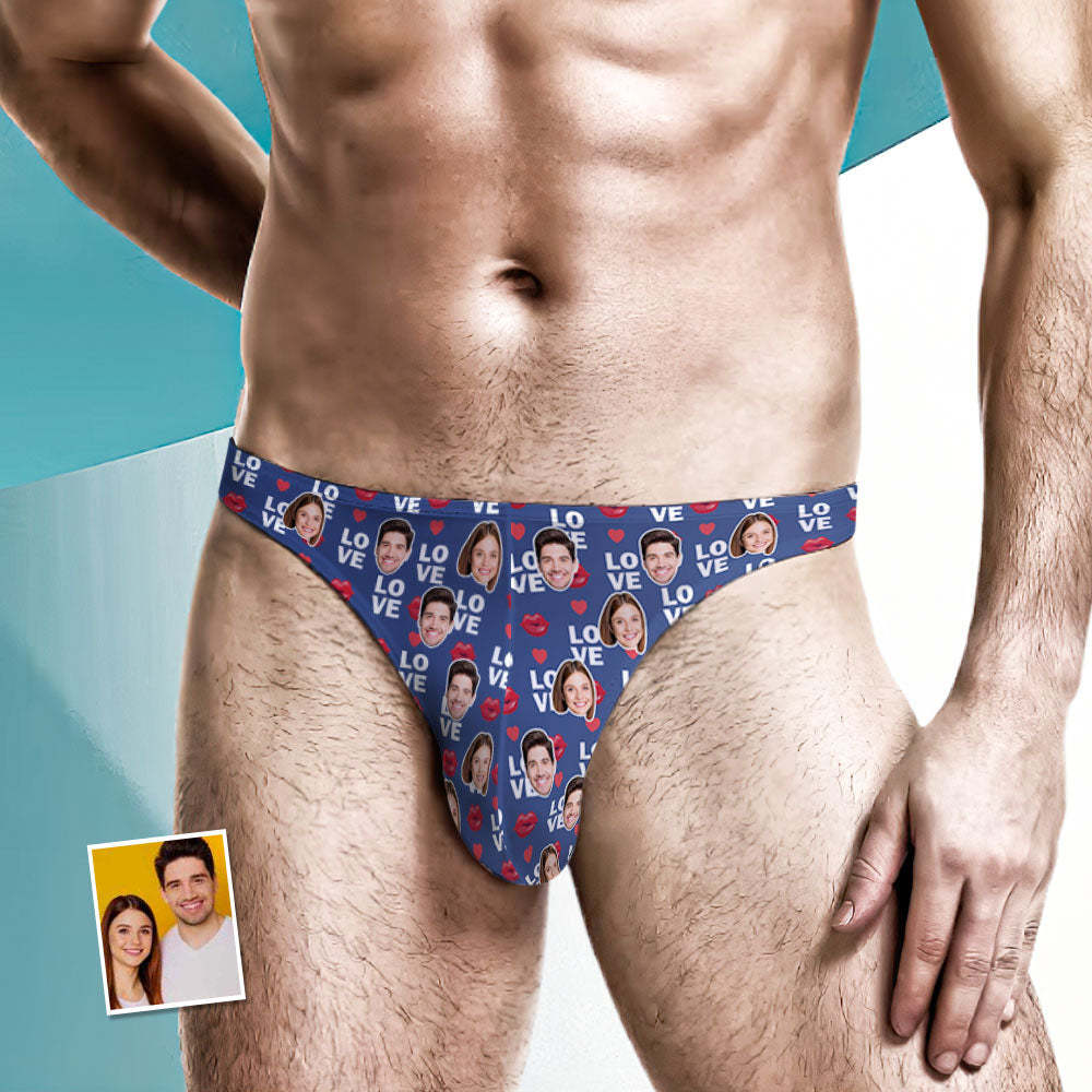 Custom Face Love Herren Tanga Lippendruck Herrenslips - MyFaceBoxerDE