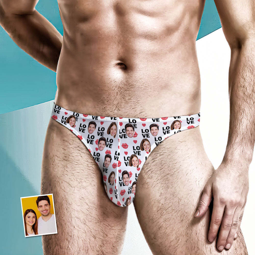 Custom Face Love Herren Tanga Lippendruck Herrenslips - MyFaceBoxerDE