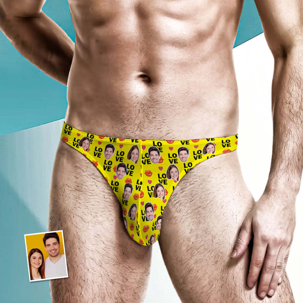Custom Face Love Herren Tanga Lippendruck Herrenslips - MyFaceBoxerDE