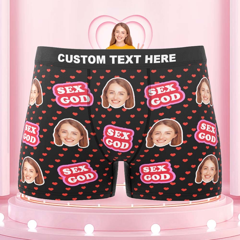 Benutzerdefinierte Gesichts-boxershorts, Personalisierte Herrenshorts Mit Foto – Sex God - MyFaceBoxerDE