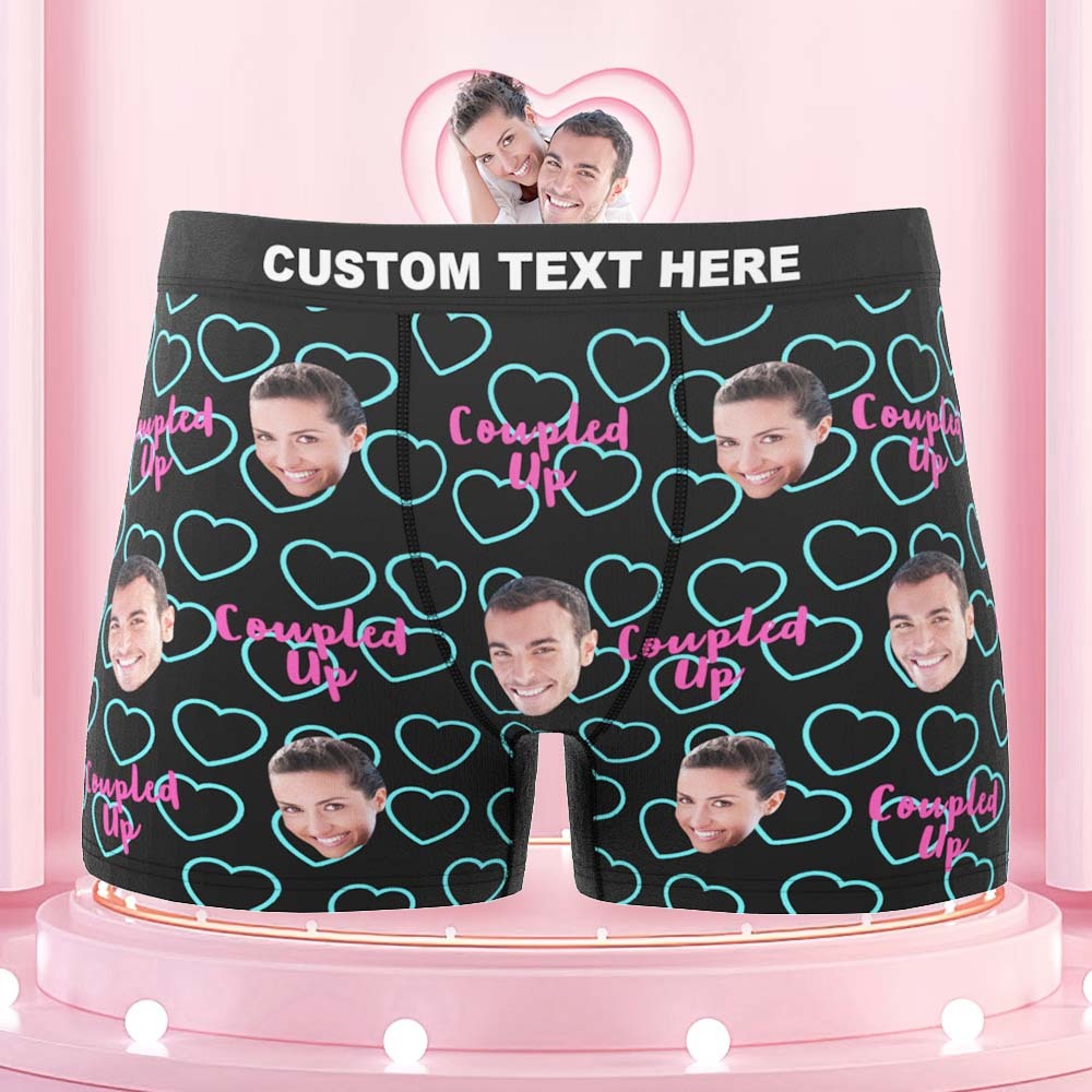Benutzerdefinierte Gesichts-boxershorts, Personalisierte Herrenshorts Mit Foto – Coupled Up - MyFaceBoxerDE