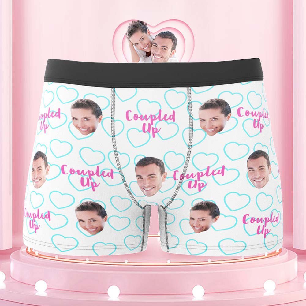 Benutzerdefinierte Gesichts-boxershorts, Personalisierte Herrenshorts Mit Foto – Coupled Up - MyFaceBoxerDE