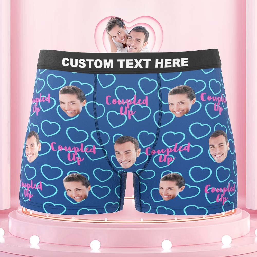 Benutzerdefinierte Gesichts-boxershorts, Personalisierte Herrenshorts Mit Foto – Coupled Up - MyFaceBoxerDE
