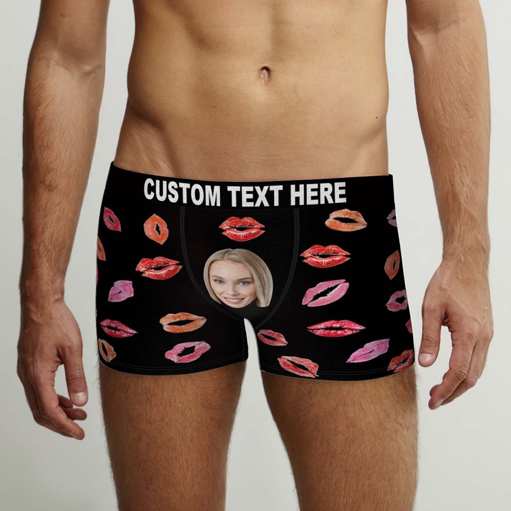 Benutzerdefinierte Gesichts-boxershorts, Bunter Lippenstift Der Liebe, Personalisiertes Foto-unterwäsche-geschenk Für Ihn - MyFaceBoxerDE
