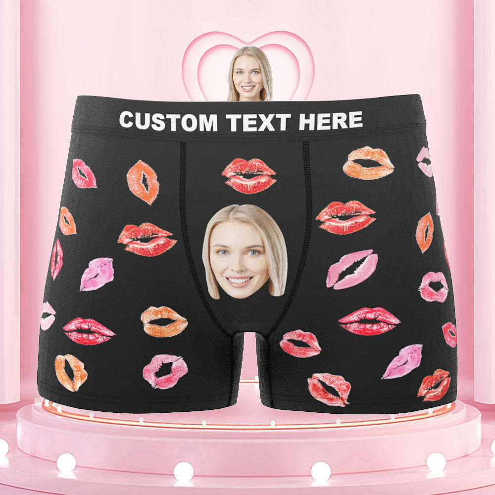 Benutzerdefinierte Gesichts-boxershorts, Bunter Lippenstift Der Liebe, Personalisiertes Foto-unterwäsche-geschenk Für Ihn - MyFaceBoxerDE