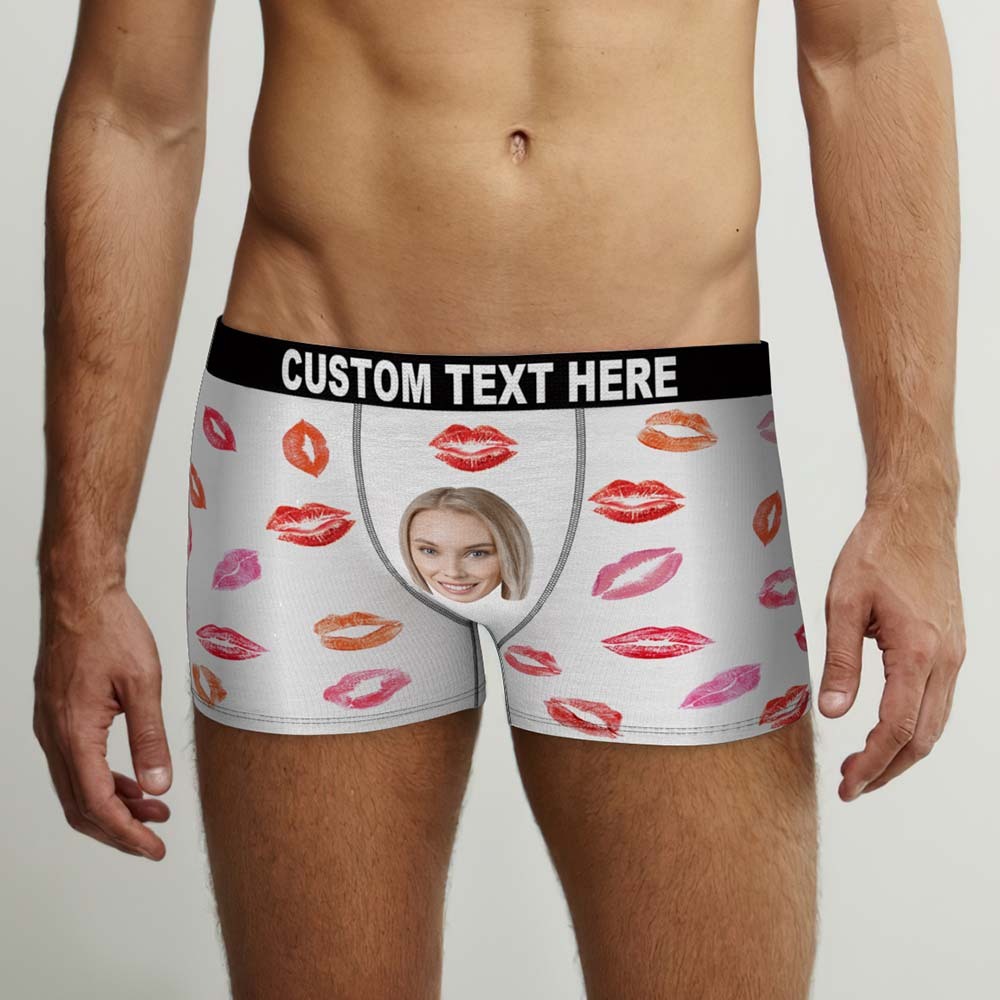 Benutzerdefinierte Gesichts-boxershorts, Bunter Lippenstift Der Liebe, Personalisiertes Foto-unterwäsche-geschenk Für Ihn - MyFaceBoxerDE