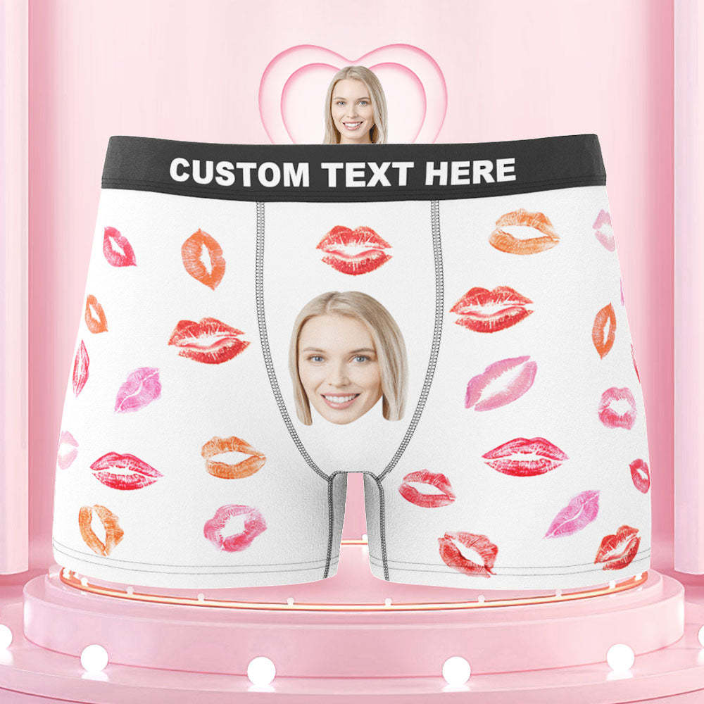 Benutzerdefinierte Gesichts-boxershorts, Bunter Lippenstift Der Liebe, Personalisiertes Foto-unterwäsche-geschenk Für Ihn - MyFaceBoxerDE
