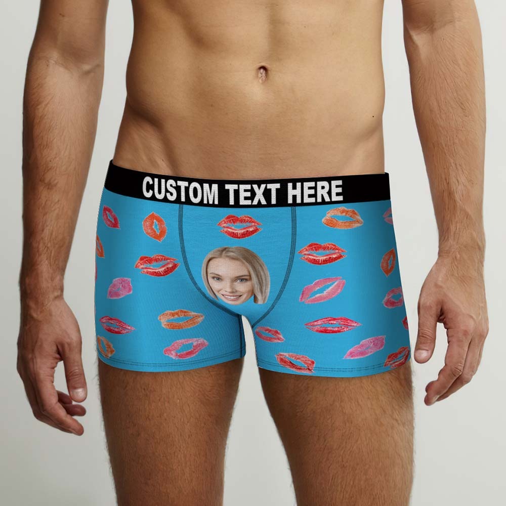 Benutzerdefinierte Gesichts-boxershorts, Bunter Lippenstift Der Liebe, Personalisiertes Foto-unterwäsche-geschenk Für Ihn - MyFaceBoxerDE