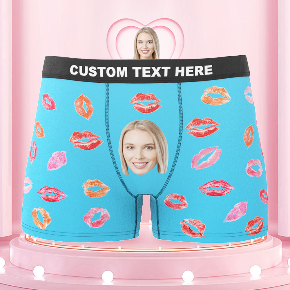 Benutzerdefinierte Gesichts-boxershorts, Bunter Lippenstift Der Liebe, Personalisiertes Foto-unterwäsche-geschenk Für Ihn - MyFaceBoxerDE