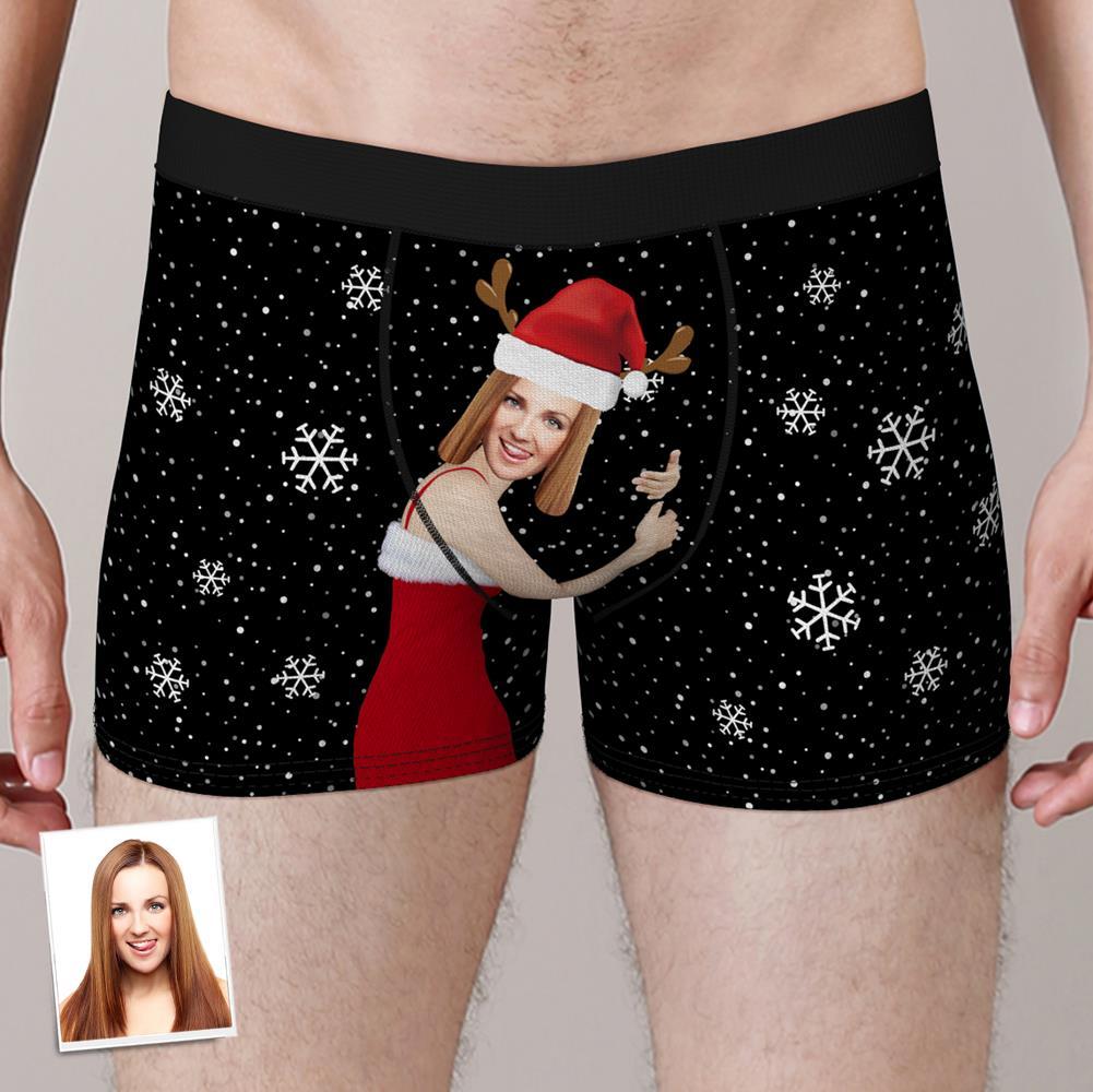 Benutzerdefinierte Freundin Gesicht Boxershorts Personalisierte Foto Unterwäsche Weihnachtsgeschenk für Männer