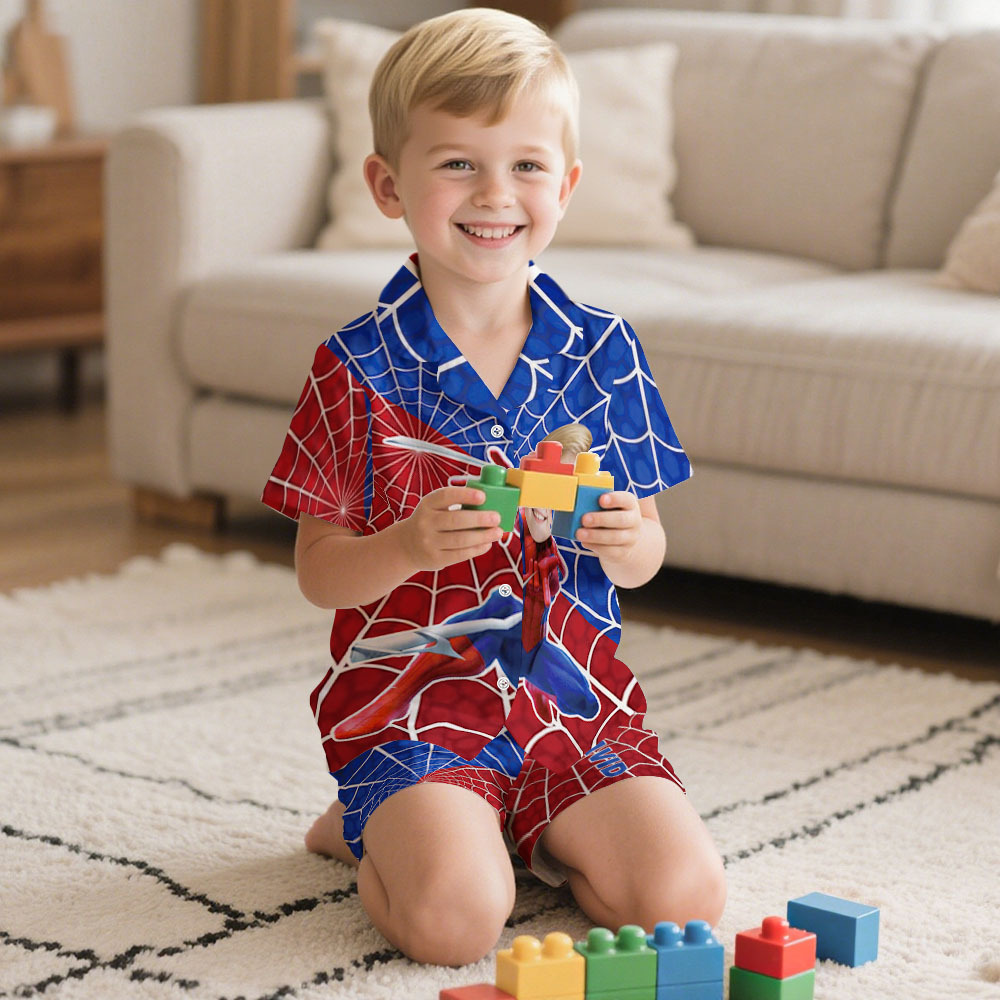 Benutzerdefiniertes Gesicht Kurzarm-pyjama Eisprinzessin-pyjama Für Mädchen - MyFaceBoxerDE