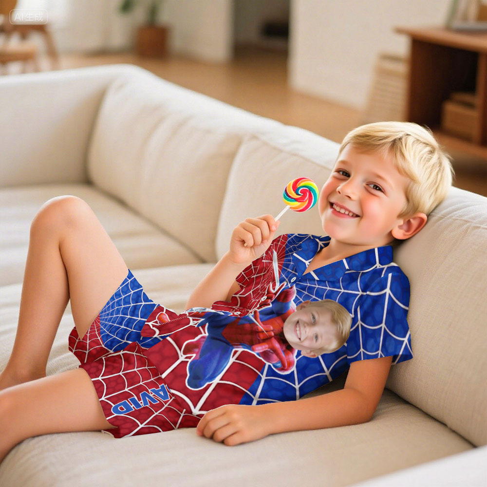 Benutzerdefiniertes Gesicht Kurzarm-pyjama Eisprinzessin-pyjama Für Mädchen - MyFaceBoxerDE