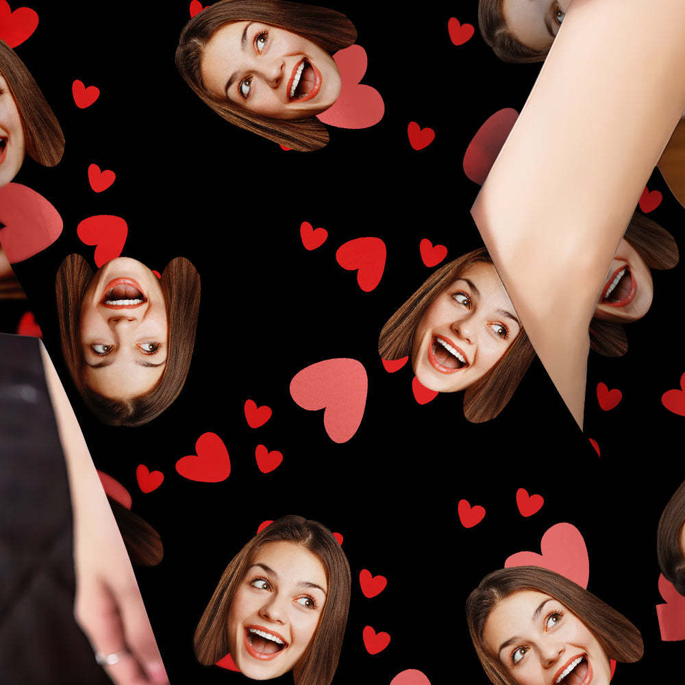 Benutzerdefiniertes Gesicht Nachthemd Personalisiertes Foto Frauen Übergroßes Nachthemd Rotes Herz Geschenke Für Sie - MyFaceBoxerDE