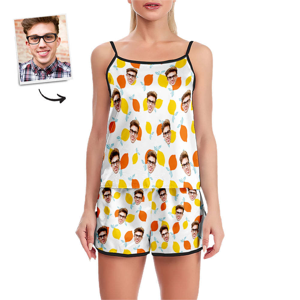 Benutzerdefinierter Gesichts-pyjama, Cooles Sommer-straps-schlafmantel-shorts-dessous-set, Sommer-nachtwäsche - MyFaceBoxerDE