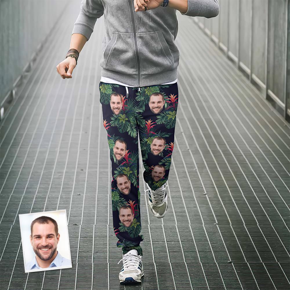 Benutzerdefiniertes Gesicht Jogginghose Personalisierte Blätter Design Unisex Jogger - Geschenk Für Liebhaber - MyFaceBoxerDE