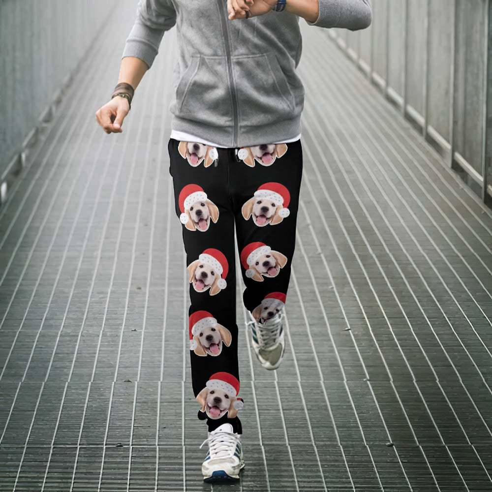 Custom Face Jogginghose Unisex Jogger Mit Weihnachtsmütze Weihnachtsgeschenk - MyFaceBoxerDE