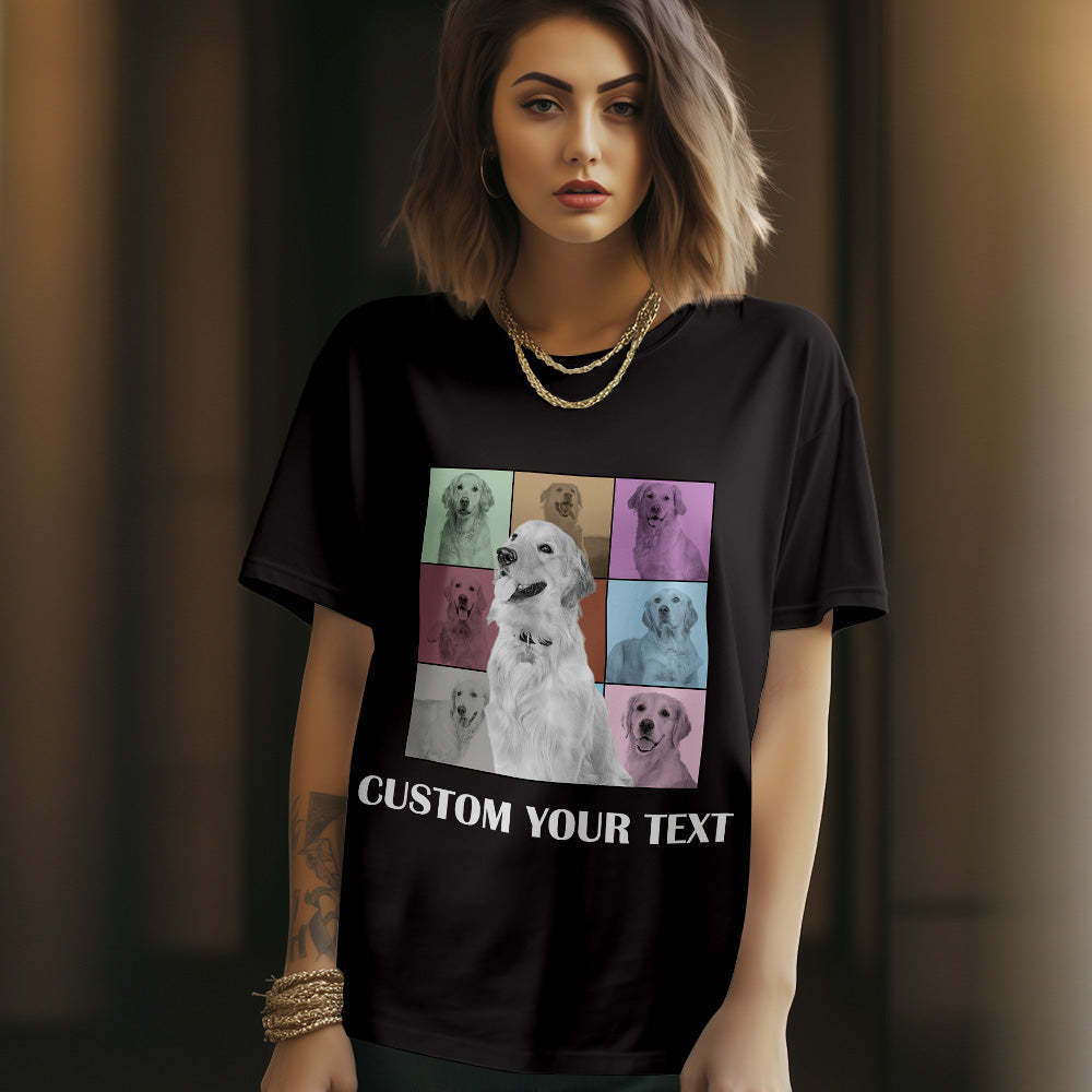 Personalisieren Sie Ihr Foto- Und Text-shirt. Personalisiertes Hunde-foto-shirt. Individuelles Multi-haustier-portrait-shirt - MyFaceBoxerDE